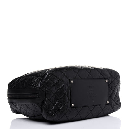 Chanel Aged Calfskin Quilted Large Secret Tag Bowling Bag Black 6 of 27