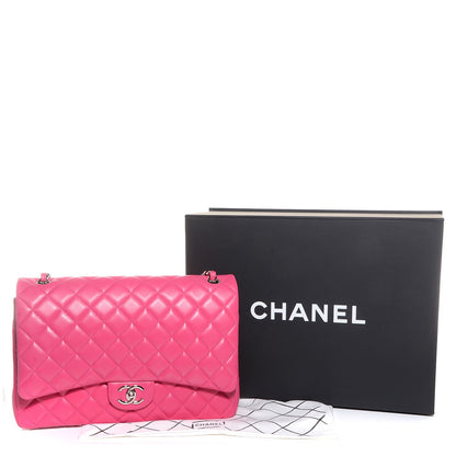 Chanel Lambskin Quilted Maxi Double Flap Dark Pink 5 of 10