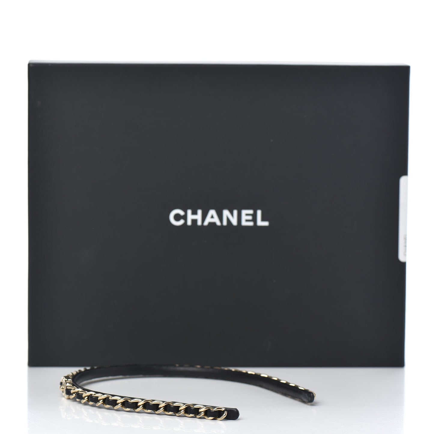 Metal Lambskin CC Turnlock Chain Headband Gold Black