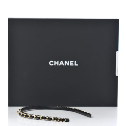 Chanel Metal Lambskin CC Turnlock Chain Headband Gold Black 4 of 4
