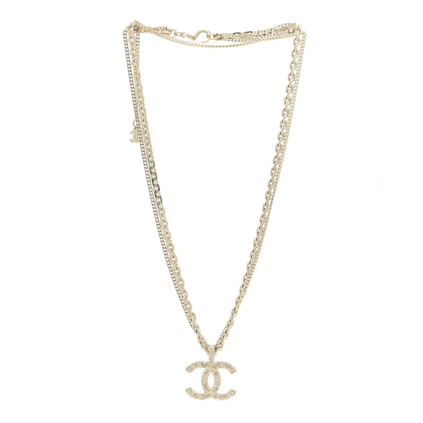 Crystal CC Multi Strand Chain Necklace Gold