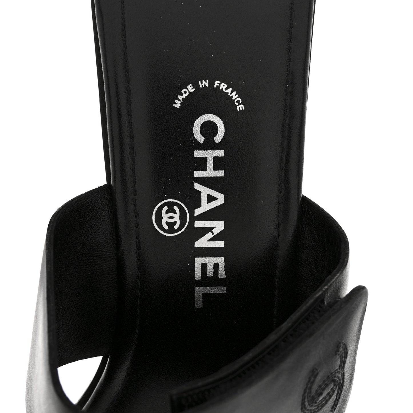 Lambskin CC Flat Sandals 38.5 Black