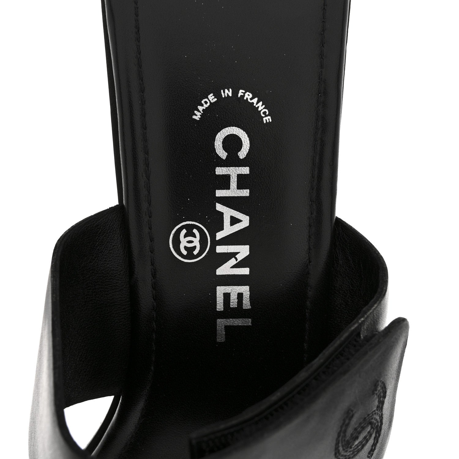 Chanel Lambskin CC Flat Sandals 38.5 Black 7 of 13