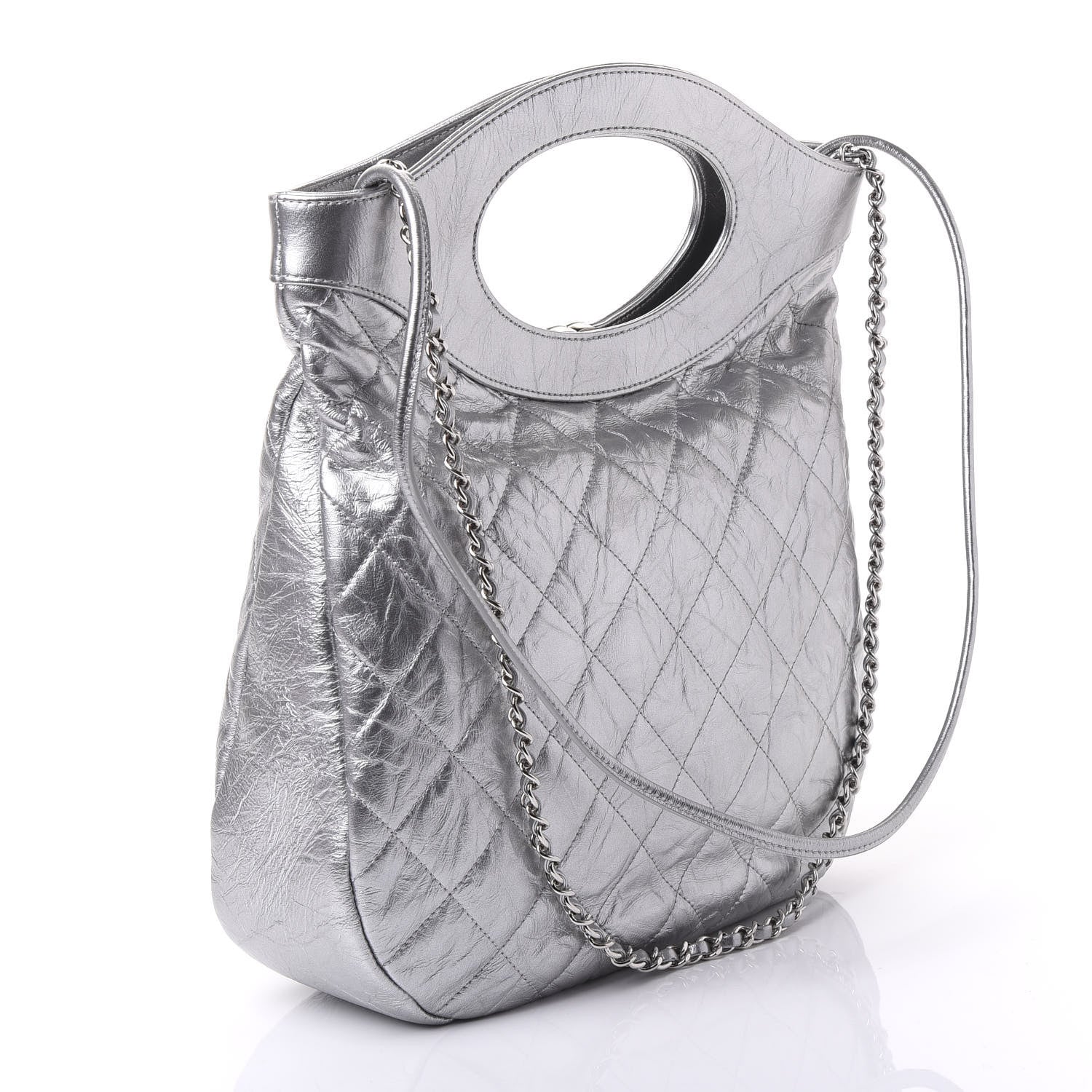 Chanel Metallic Crumpled Calfskin Small 31 Shopping Bag Silver 2 of 9