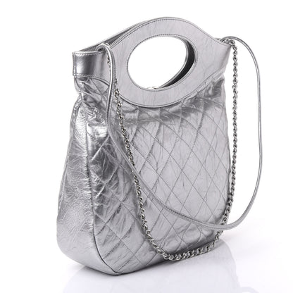 Chanel Metallic Crumpled Calfskin Small 31 Shopping Bag Silver 2 of 9