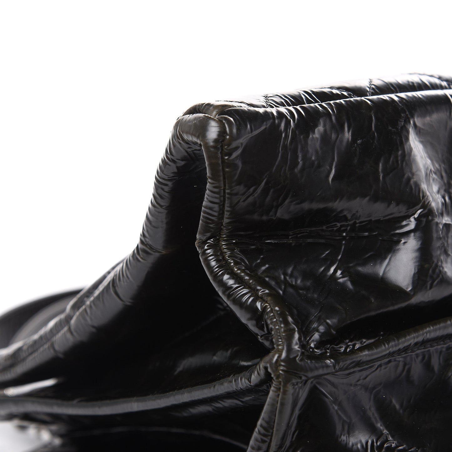 Aged Glazed Nylon Quilted Shopping Tote Dark Grey