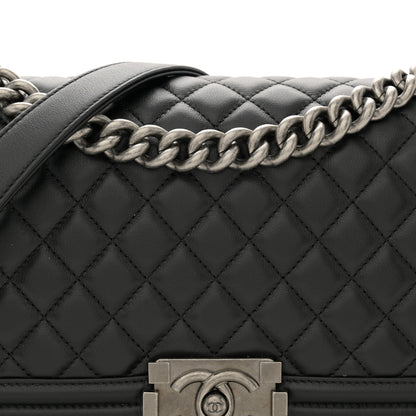 Chanel Lambskin Quilted Medium Boy Flap Black 8 of 11