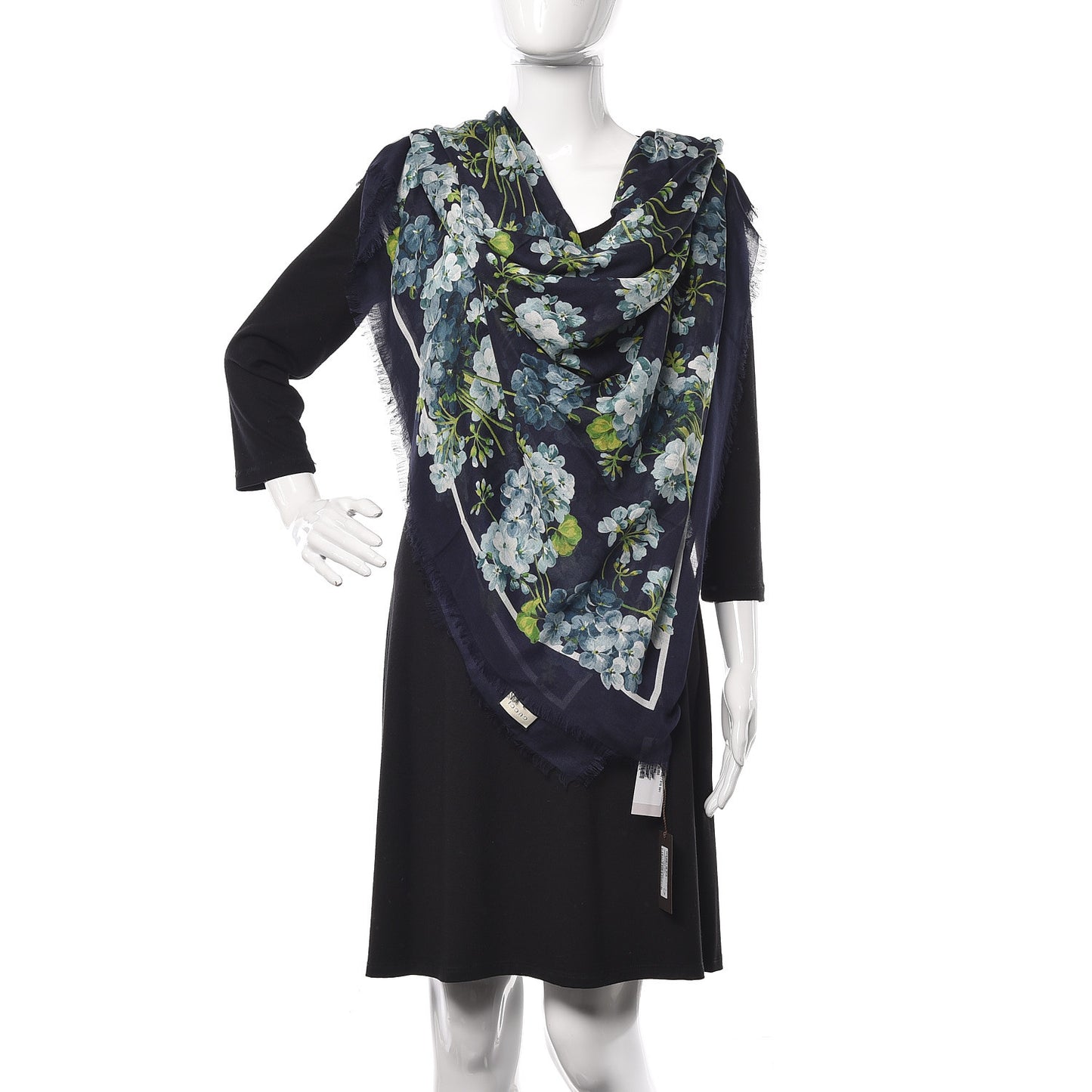 Modal Silk New Bloomy Shawl Midnight Blue Sky Blue