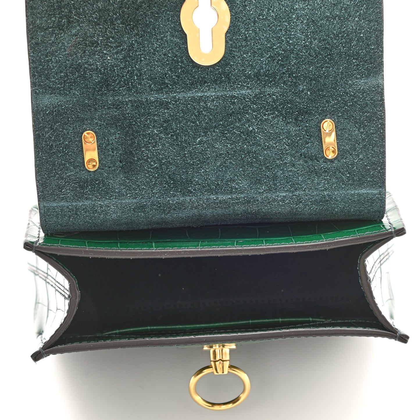 Shiny Croc Calfskin Embossed Micro Seaton Bayswater Green