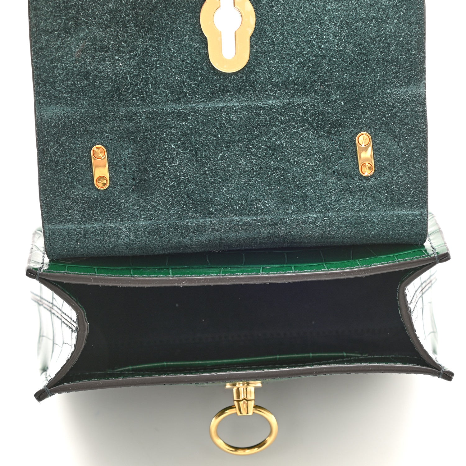 Mulberry Shiny Croc Calfskin Embossed Micro Seaton Bayswater Green 5 of 9