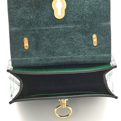 Mulberry Shiny Croc Calfskin Embossed Micro Seaton Bayswater Green 5 of 9