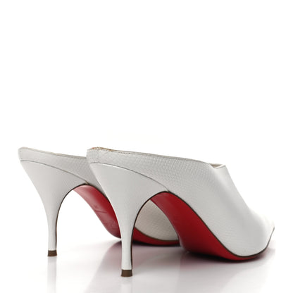 Christian Louboutin Calfskin Lizard Embossed Quart 80 Mules 37 White 4 of 11