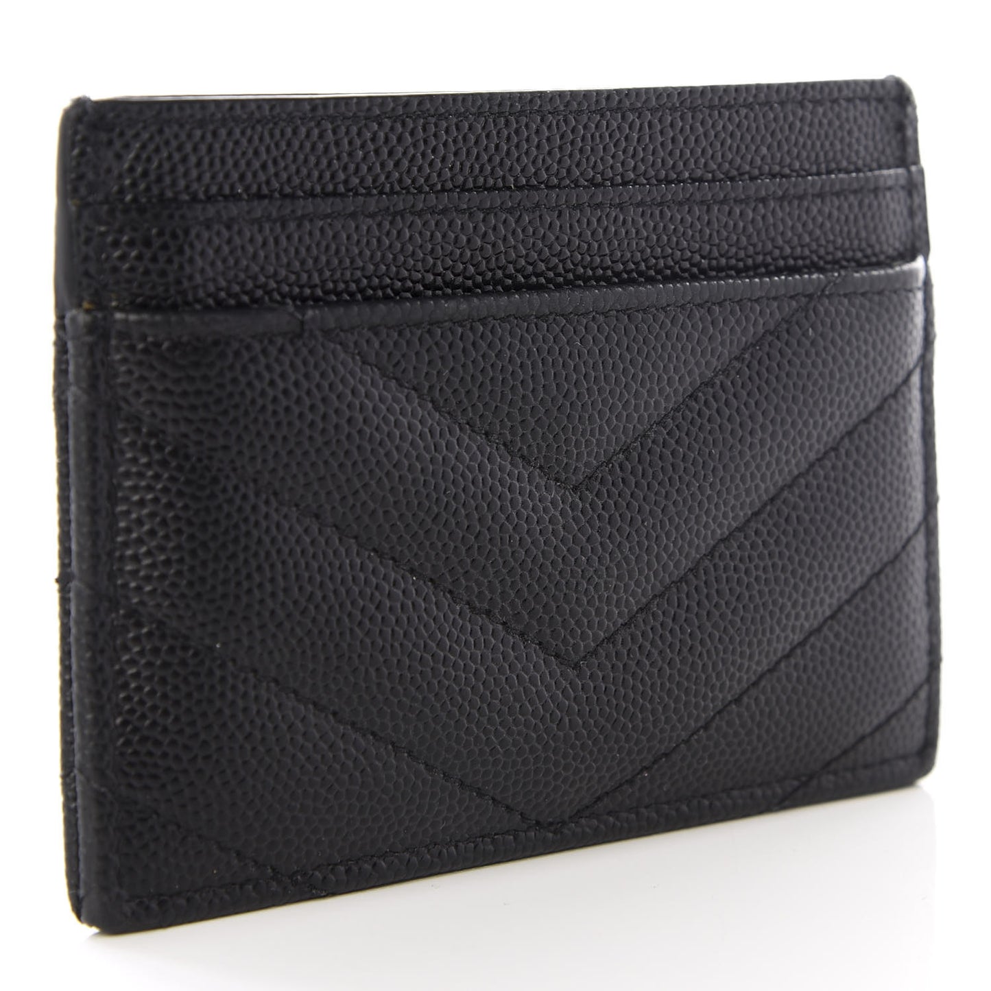 Grain De Poudre Matelasse Chevron Monogram Credit Card Case Black