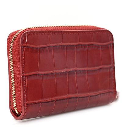 Chanel Calfskin Crocodile Embossed Crococo Coin Purse Burgundy 3 of 7