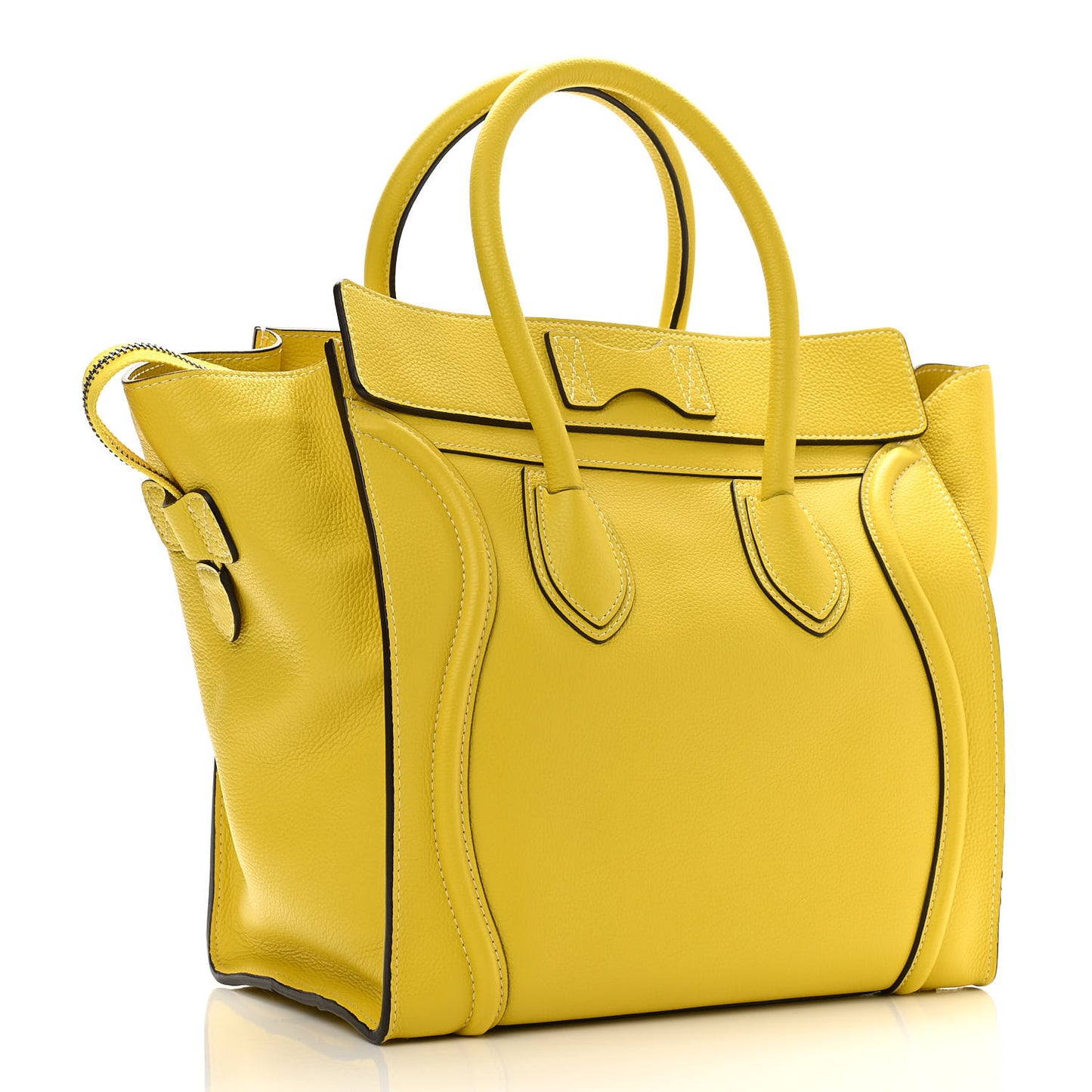 Drummed Calfskin Mini Luggage Citron