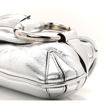 Gucci Metallic Nappa Vertical Matelasse Medium Maxi Horsebit Chain Shoulder Bag Silver 10 of 11