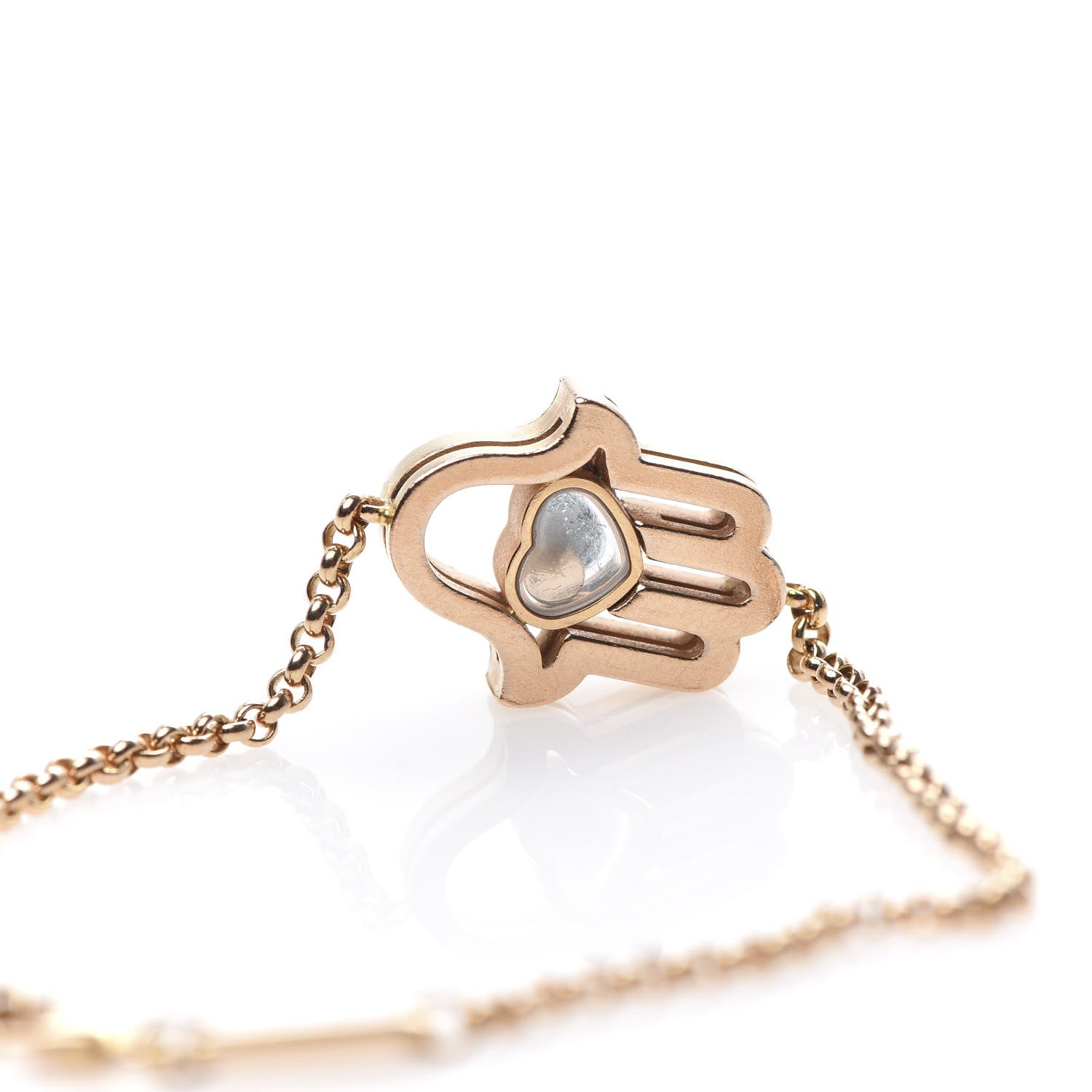 Chopard 18K Rose Gold Diamond Happy Diamonds Good Luck Charm Hamsa Bracelet 6 of 7