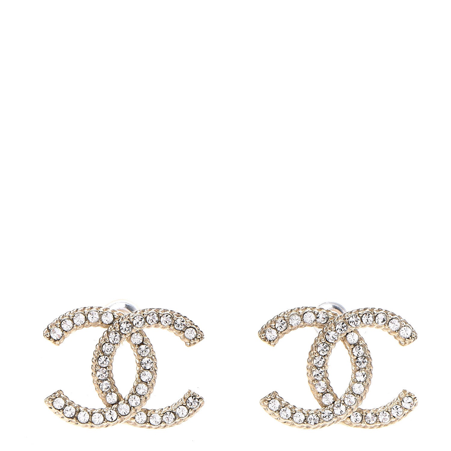 Chanel Crystal CC Earrings Light Gold 1 of 5