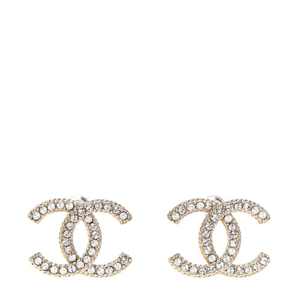 Chanel Crystal CC Earrings Light Gold 1 of 5