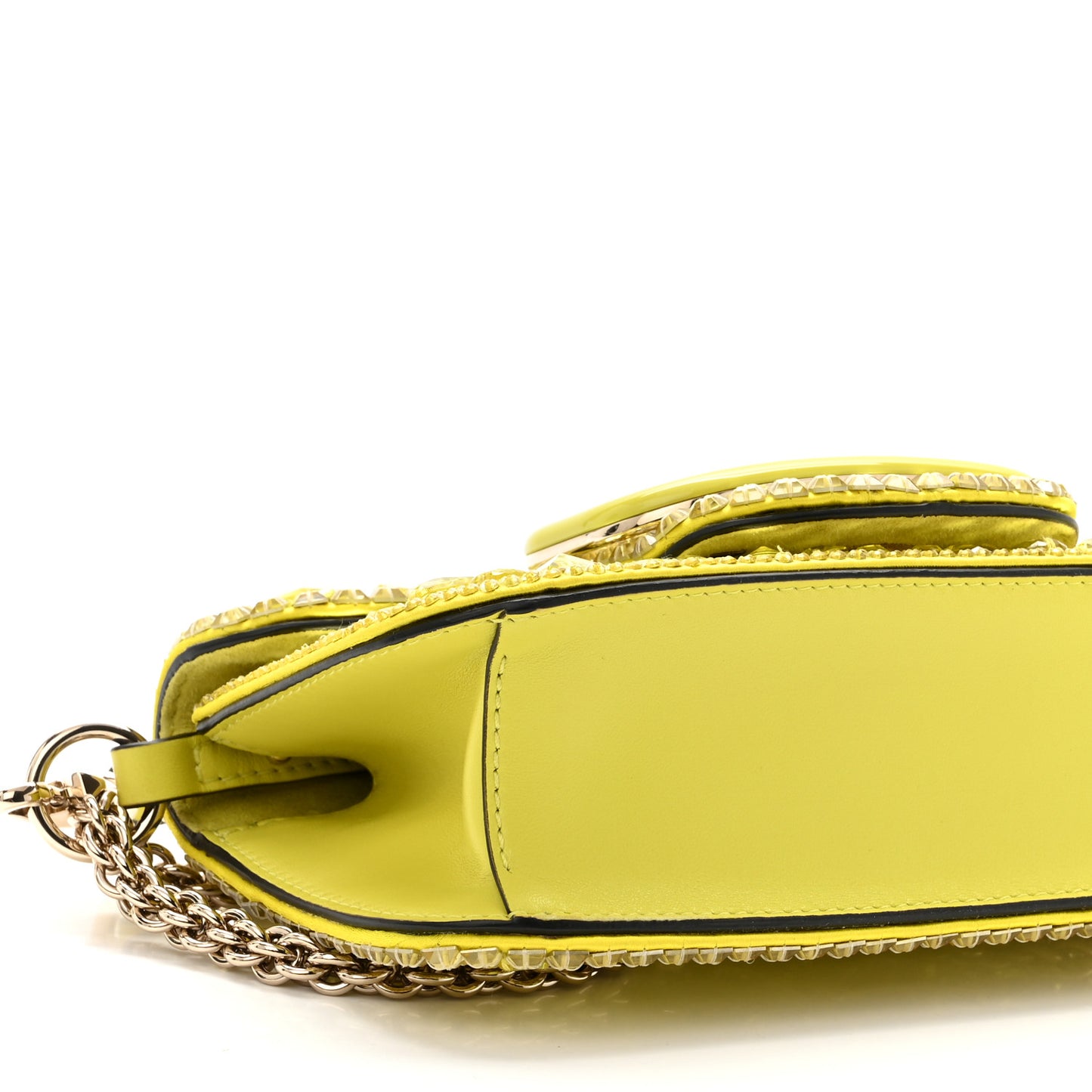 Crystal Nappa Enamel Vlogo Small Loco Shoulder Bag Lemon Cedar