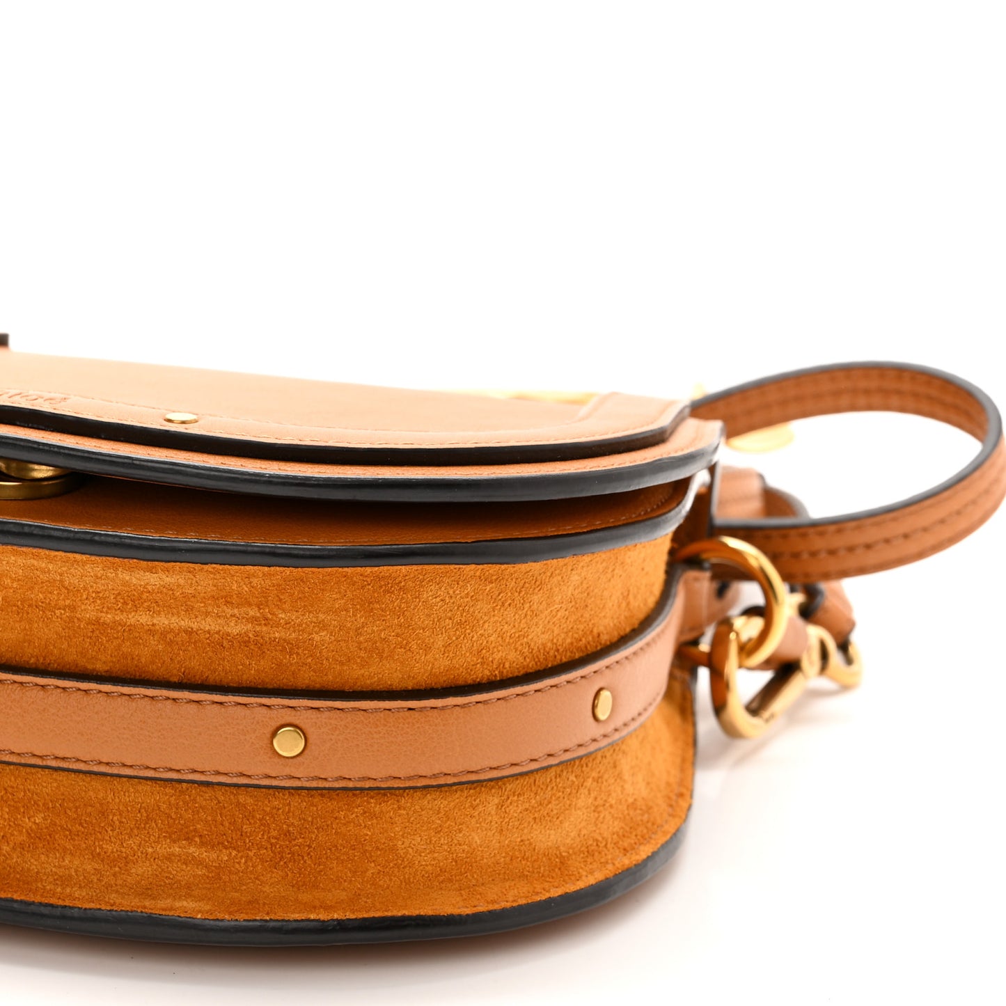 Calfskin Suede Small Nile Bracelet Bag Autumnal Brown