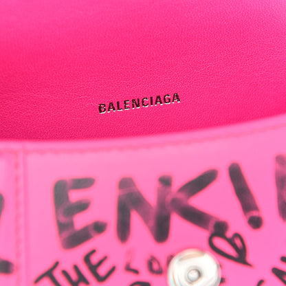 Balenciaga Smooth Calfskin Graffiti Hourglass Top Handle Bag XS Acid Fuchsia Black 6 of 9
