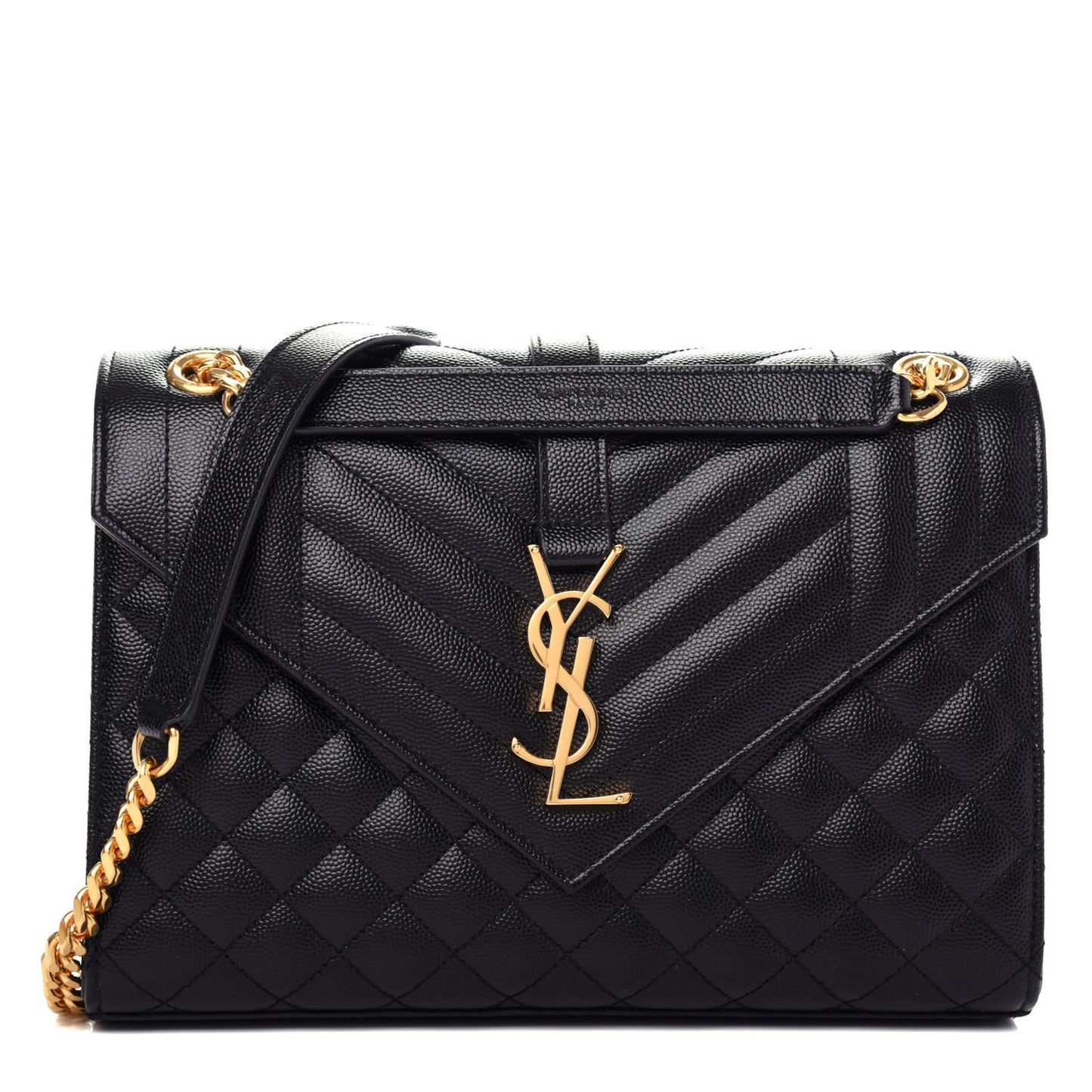 Grain De Poudre Textured Mixed Matelasse Triquilt Medium Monogram Satchel Black