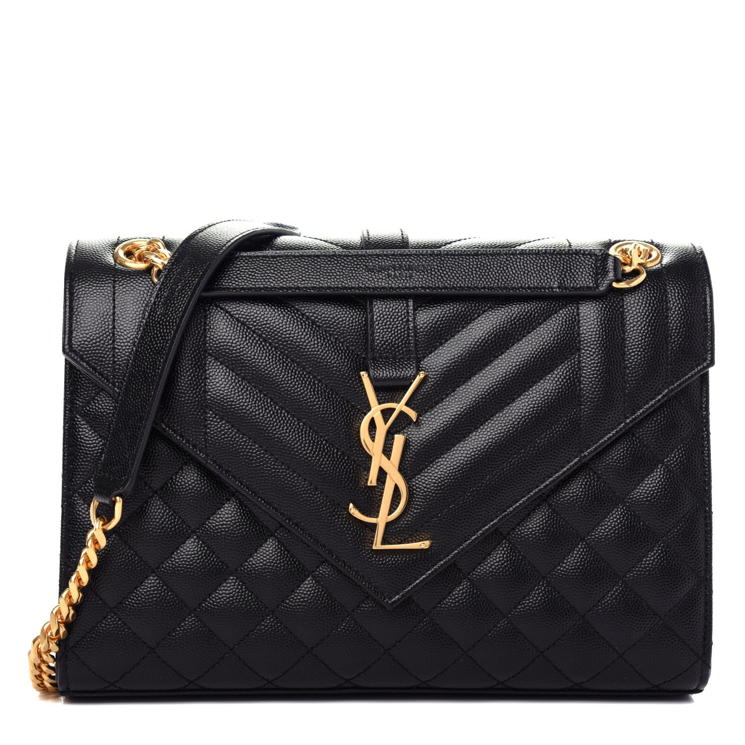 Saint Laurent Grain De Poudre Textured Mixed Matelasse Triquilt Medium Monogram Satchel Black 1 of 10