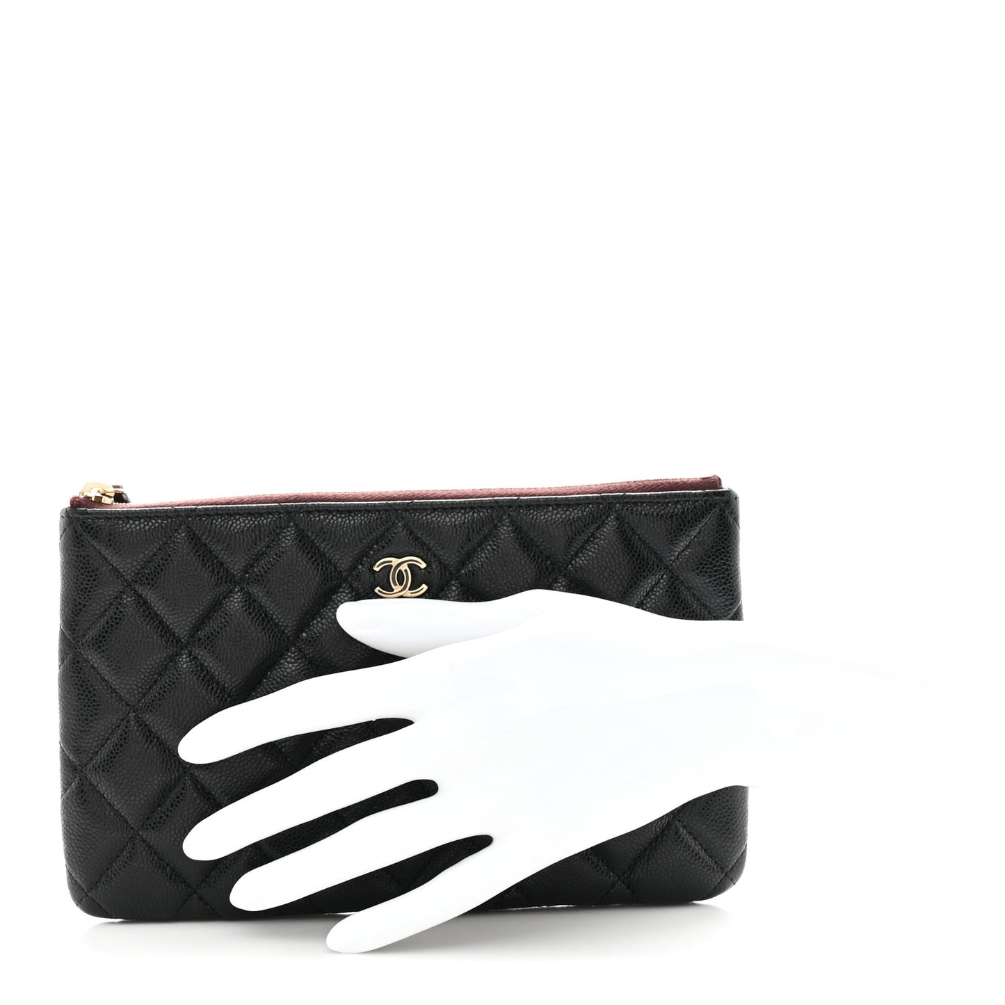 Caviar Quilted Small Zipped Pouch Black