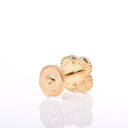Van Cleef & Arpels 18K Yellow Gold Mother of Pearl Sweet Alhambra Earrings 4 of 5