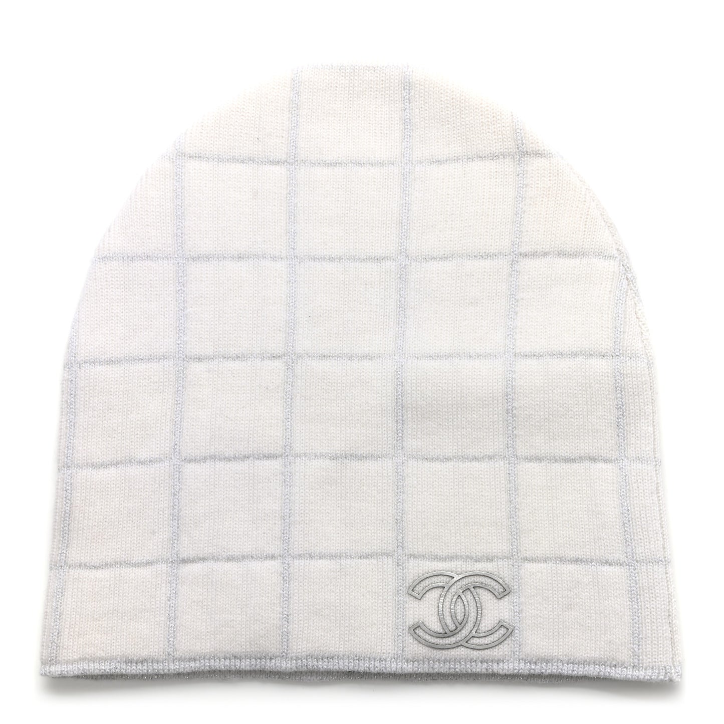Wool Blend CC Beanie Hat White Silver