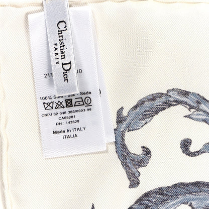 Christian Dior Silk Le Monde 90 Square Scarf White Multicolor 3 of 3