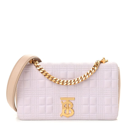 Burberry Lambskin Quilted Small Lola Bag Pale Thistle Soft Fawn 1 of 10