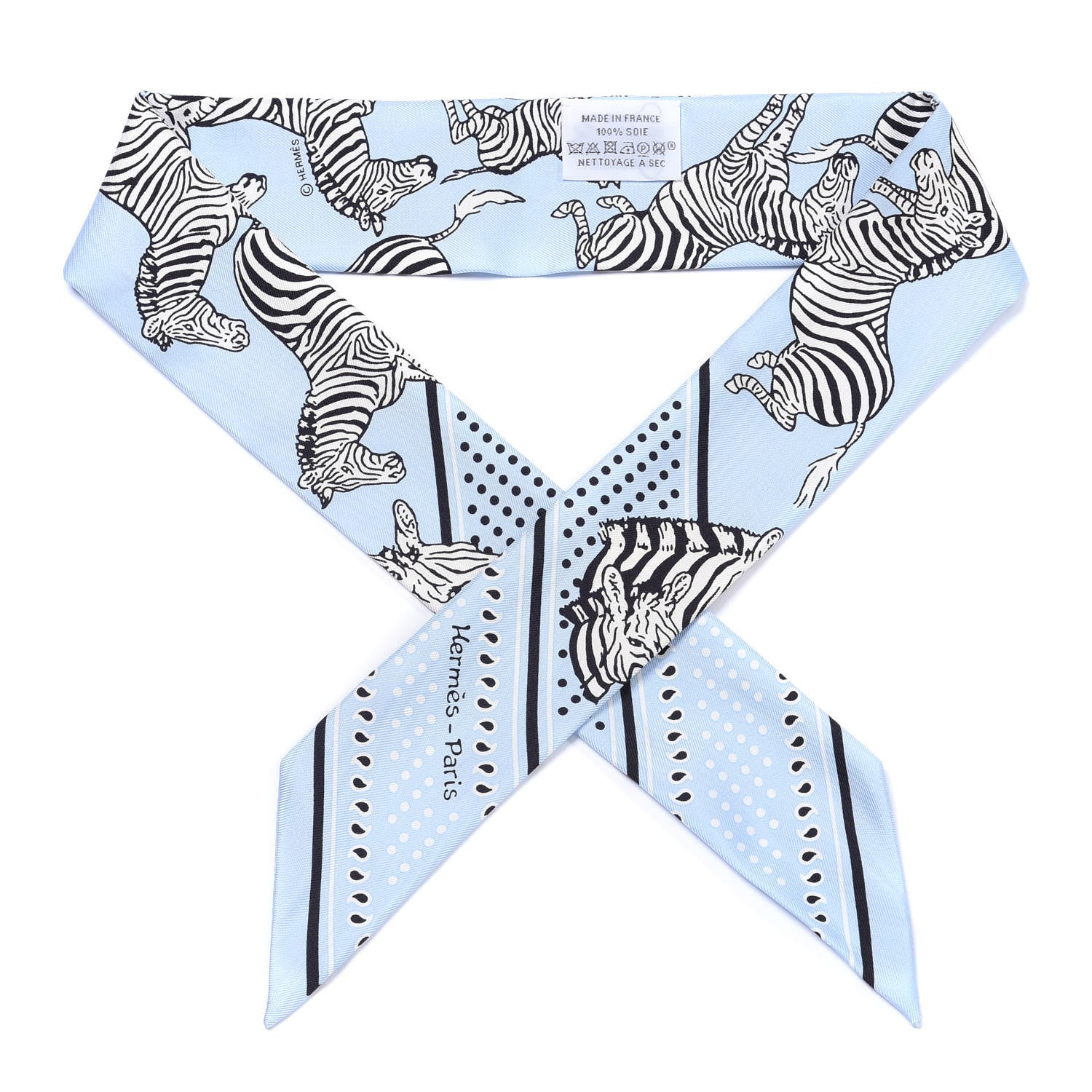 Hermes Silk Les Zebres Twilly Ciel Black White 1 of 4