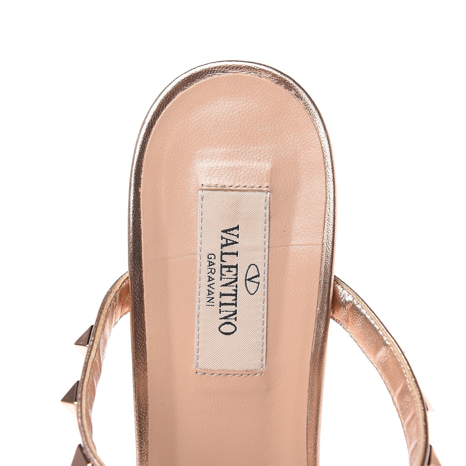 Valentino Garavani Metallic Nappa Rockstud 60mm Caged Slide Sandals 41 Rame 8 of 12