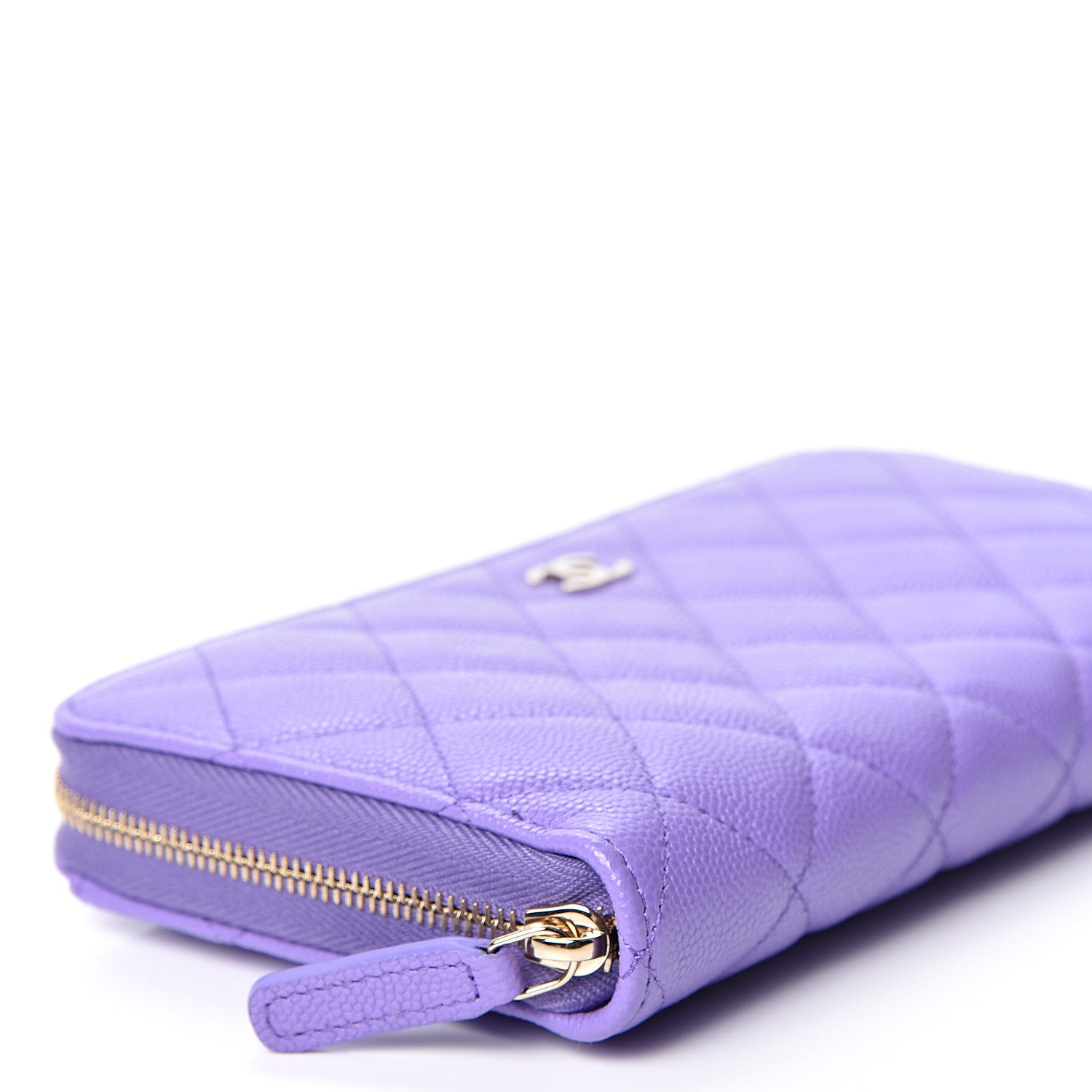 Chanel Caviar Quilted Large Gusset Zip Around Wallet Purple 8 of 10