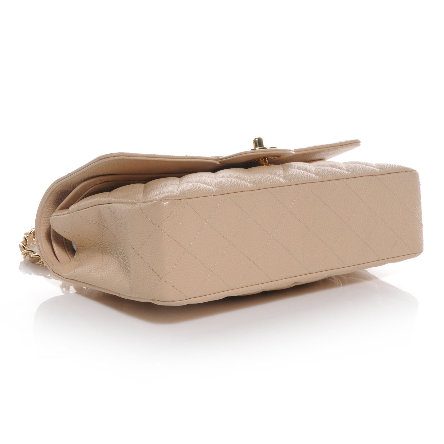 Caviar Quilted Medium Double Flap Beige Clair
