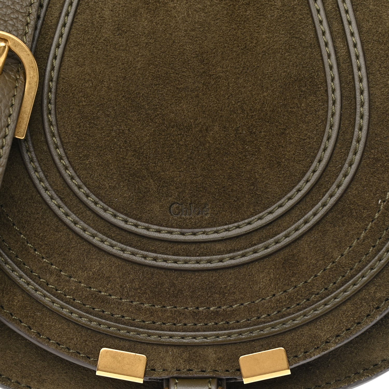 Chloe Suede Calfskin Small Marcie Saddle Bag Deep Olive 8 of 10