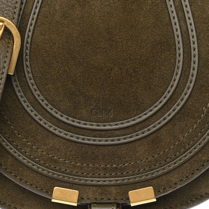 Chloe Suede Calfskin Small Marcie Saddle Bag Deep Olive 8 of 10