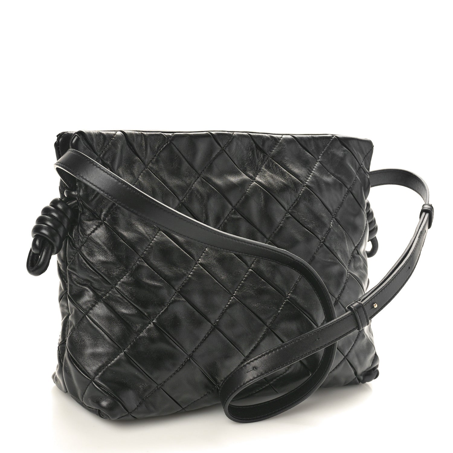 Loewe Nappa Pleated Small Flamenco Knot Bag Black 2 of 9