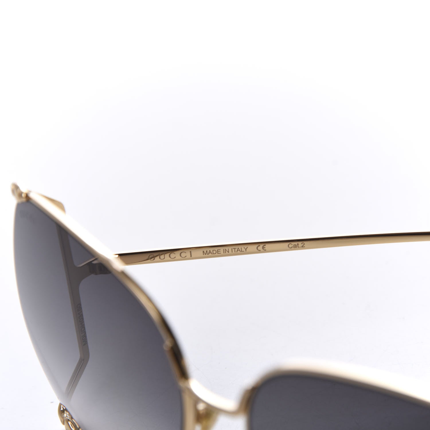Gucci Oversized Round Sunglasses GG0252S Gold Grey 6 of 8