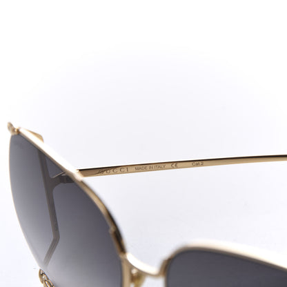 Gucci Oversized Round Sunglasses GG0252S Gold Grey 6 of 8