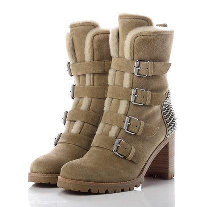 Christian Louboutin Veau Velours Shearling Emir Glorymount 70 Boots 39 Camel 3 of 8