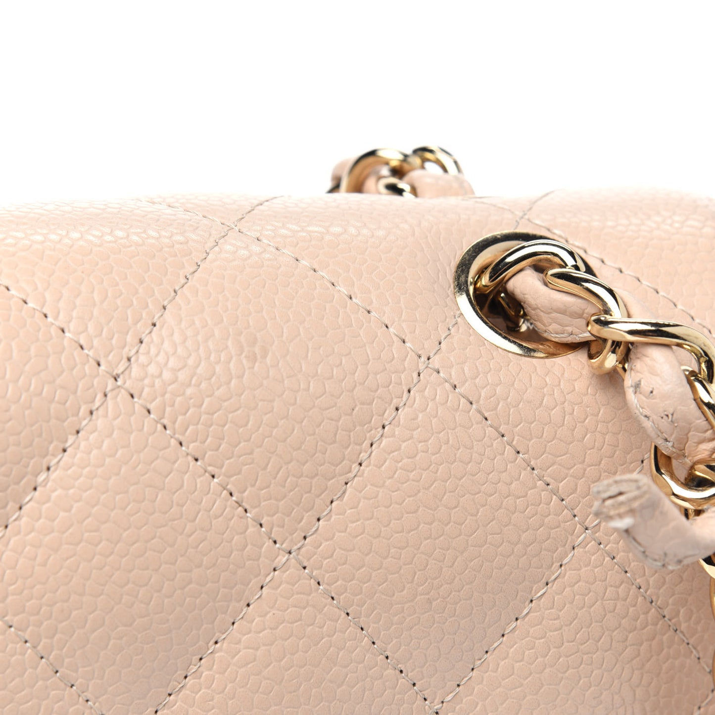 Caviar Quilted Jumbo Double Flap Light Beige