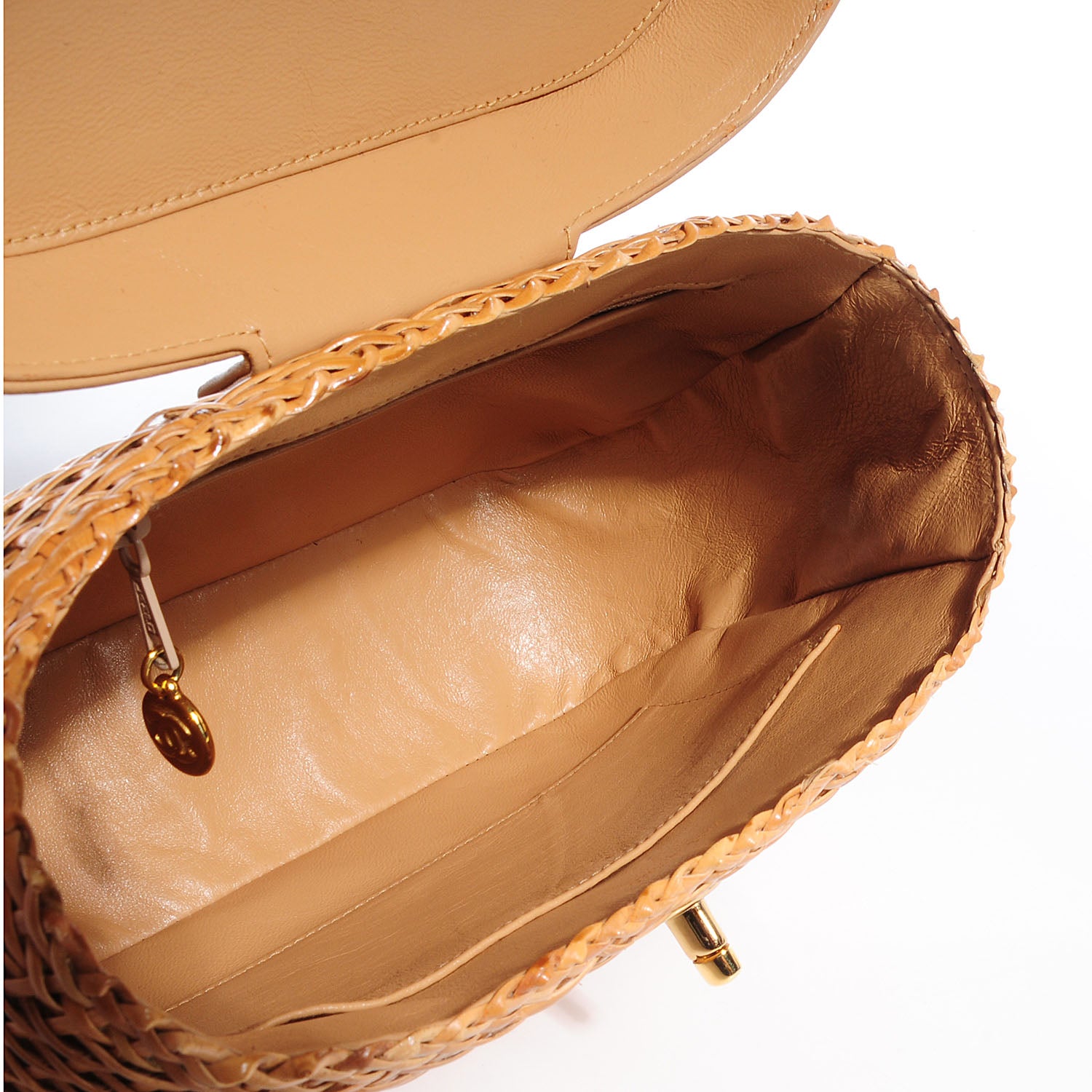 Chanel Lambskin Straw Basket Shoulder Bag Beige 6 of 10