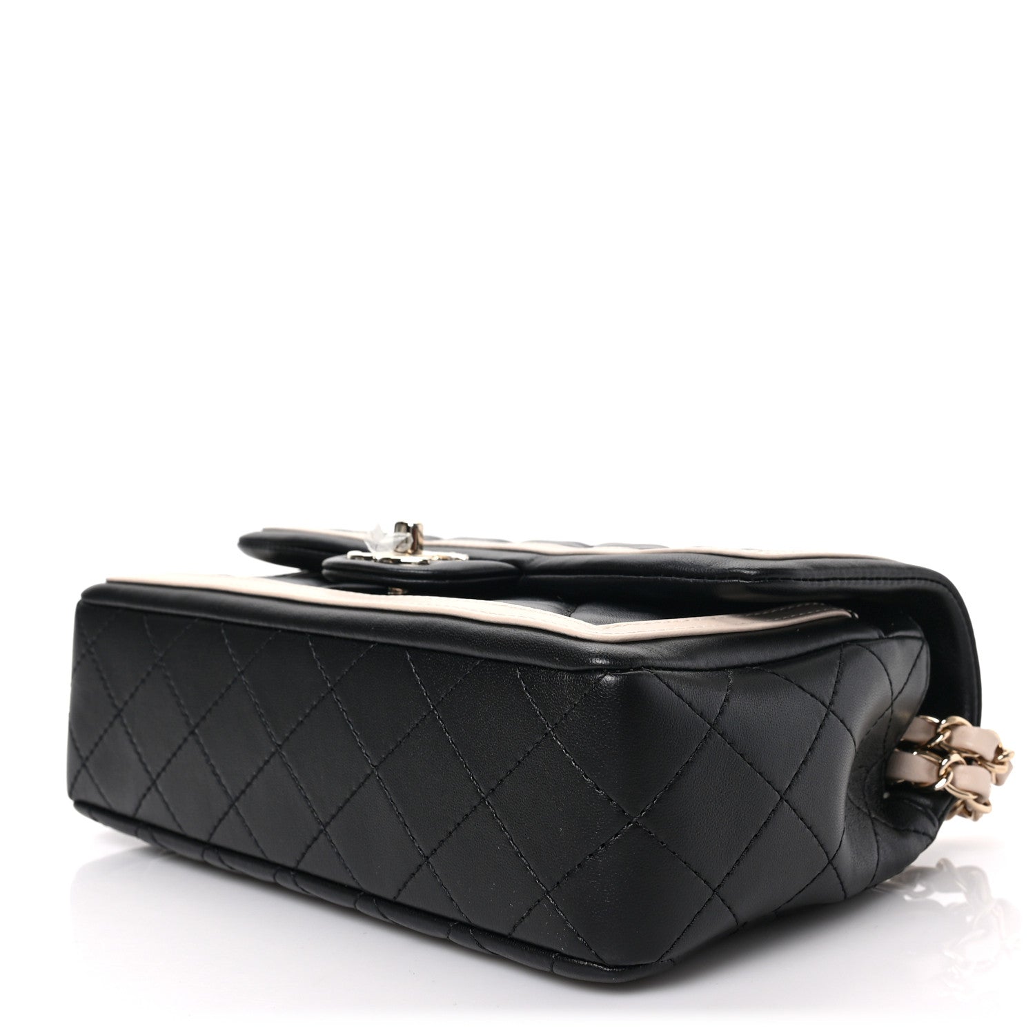Chanel Lambskin Quilted Bicolor Flap Black Beige 9 of 9