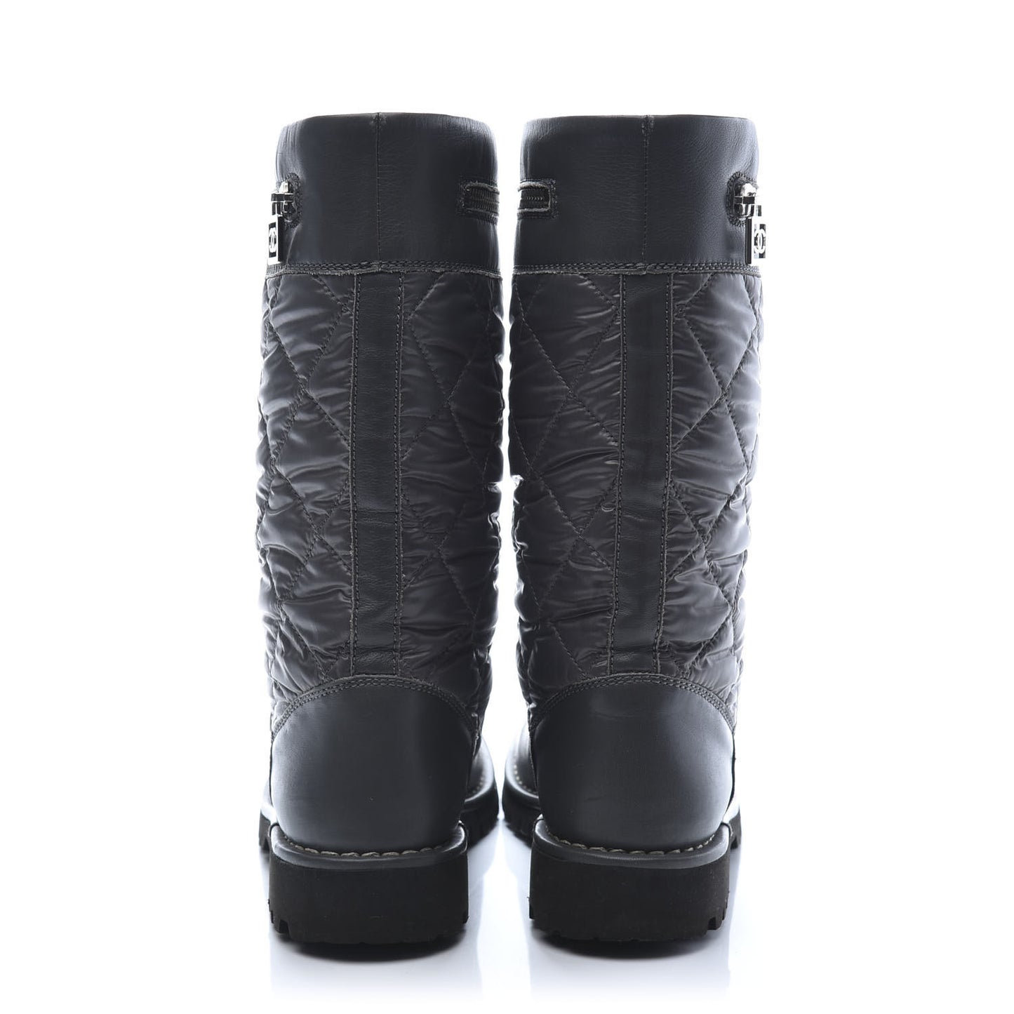 Calfskin Nylon Quilted Motorcycle Zip Boots 36 Green