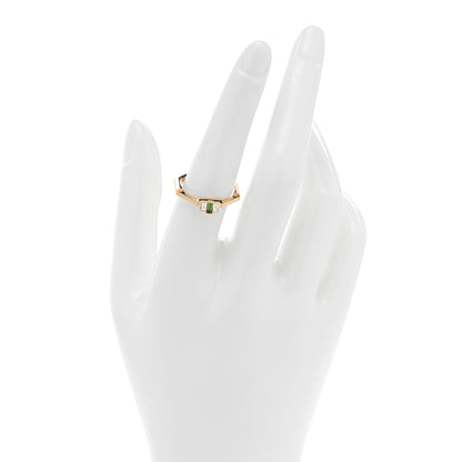 Gucci 18K Yellow Gold Diamond Green Tourmaline Link to Love Ring 56 7.5 2 of 5