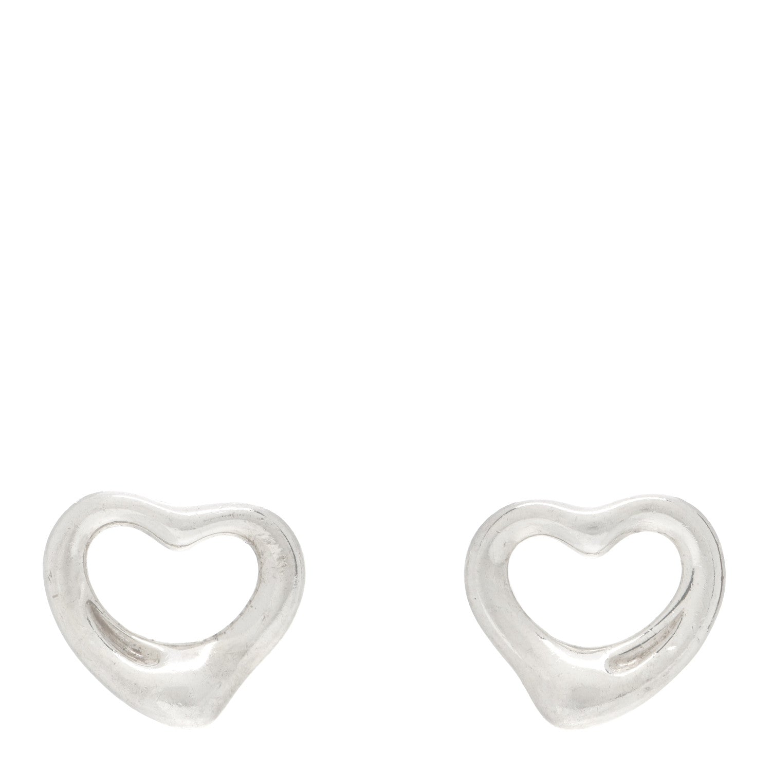 Tiffany Sterling Silver 11mm Elsa Peretti Open Heart Earrings 1 of 4