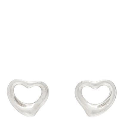 Tiffany Sterling Silver 11mm Elsa Peretti Open Heart Earrings 1 of 4